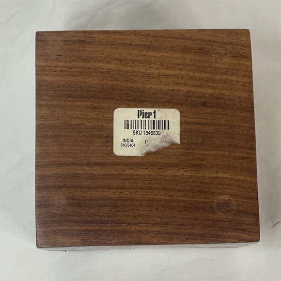 Vintage Pier 1 Nautical Floating Compass In Wooden Box Brass Dovetail Corners - Picture 8 of 8